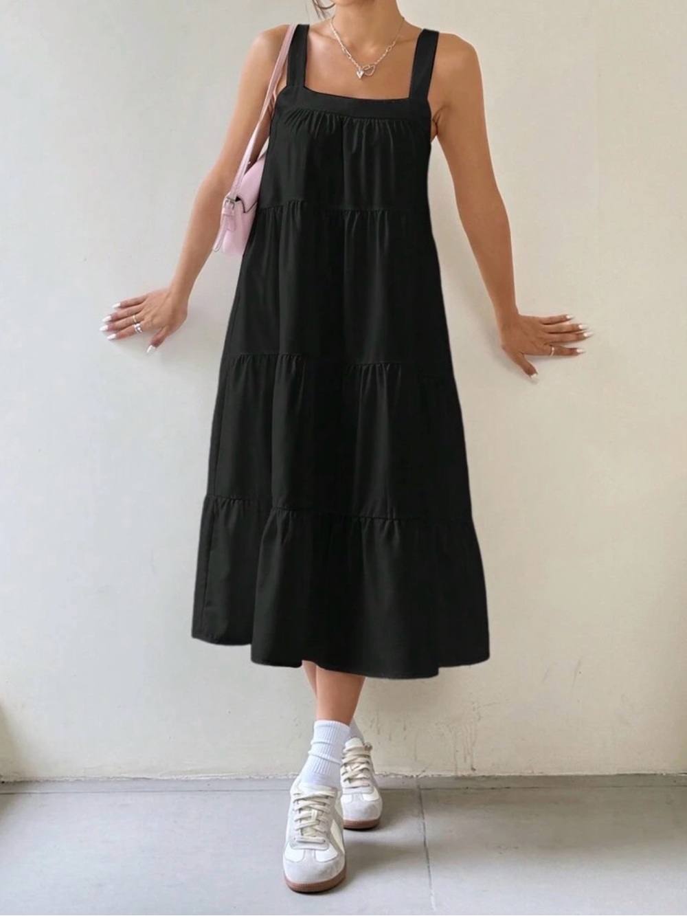 Black Tiered Midi Skirt - Classic Women's Summer Skirt